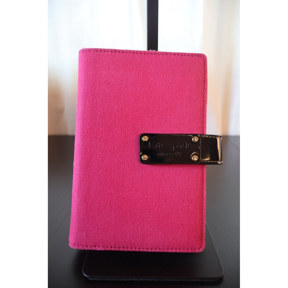 Kate Spade New York Hot Pink Canvas 6 Ring Planner Agenda Organizer